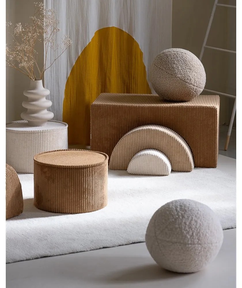 Кремав детски пуф от рипсено кадифе – Wigiwama