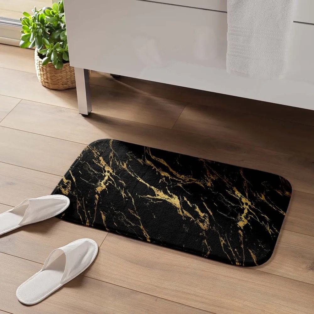 Черен/златист килим за баня 45x75 cm Aquamarbre – douceur d'intérieur