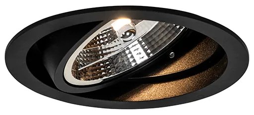 Комплект от 6 Кръгъл вграден прожектор черен регулируем - Chuck 111