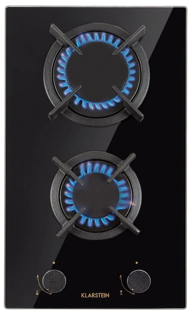Klarstein Goldflame Domino, газов котлон, 2 месингови горелки, стъклокерамика