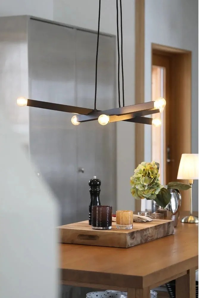 Черно метално висящо осветително тяло Stack – Markslöjd