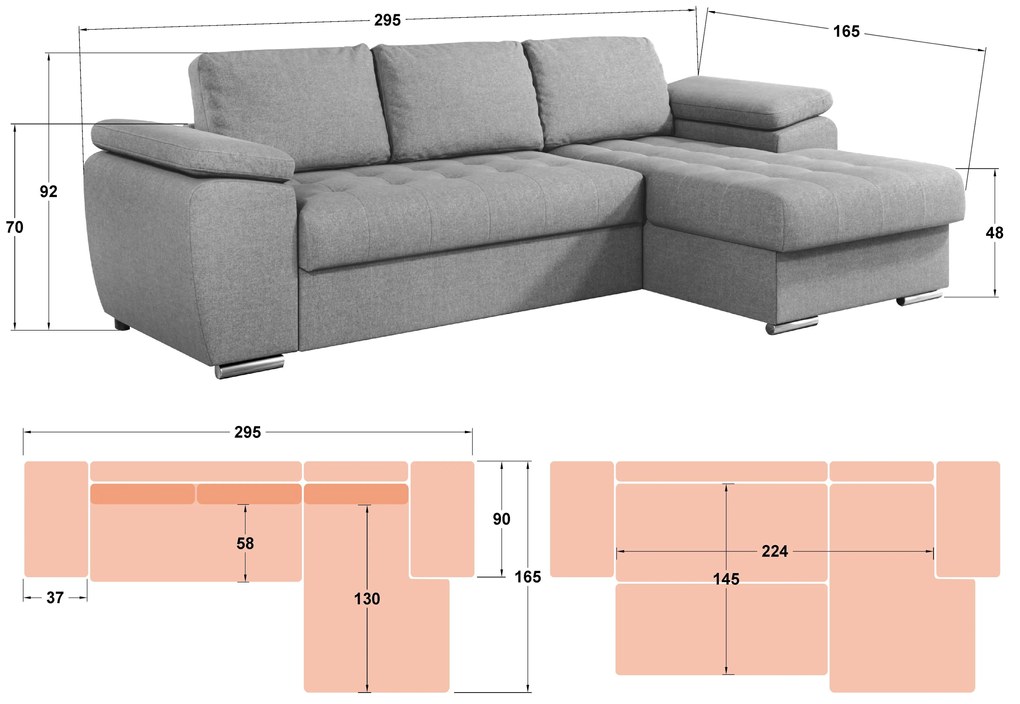 Разтегателен ъглов диван Валенсия Покет
