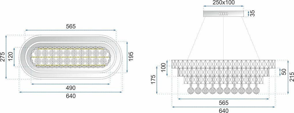 Кристален полилей LED 102W c дистанционно управление APP417-CP