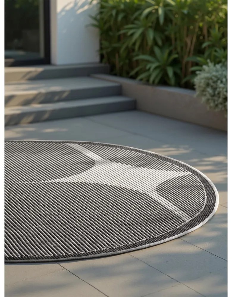 Черно-бял кръгъл килим за открито и закрито ø 160 cm Duet Bowen – NORTHRUGS