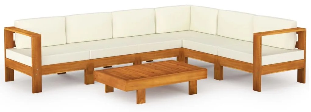 3057937 vidaXL Градински комплект с възглавници, 7 части, 100x60 см, акациево дърво