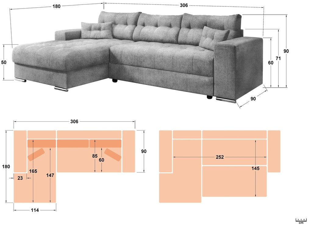 Разтегателен ъглов диван Сандер