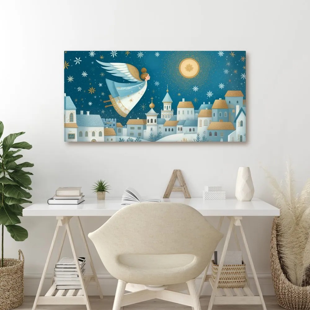 Картина на платно – Коледна природа с ангел