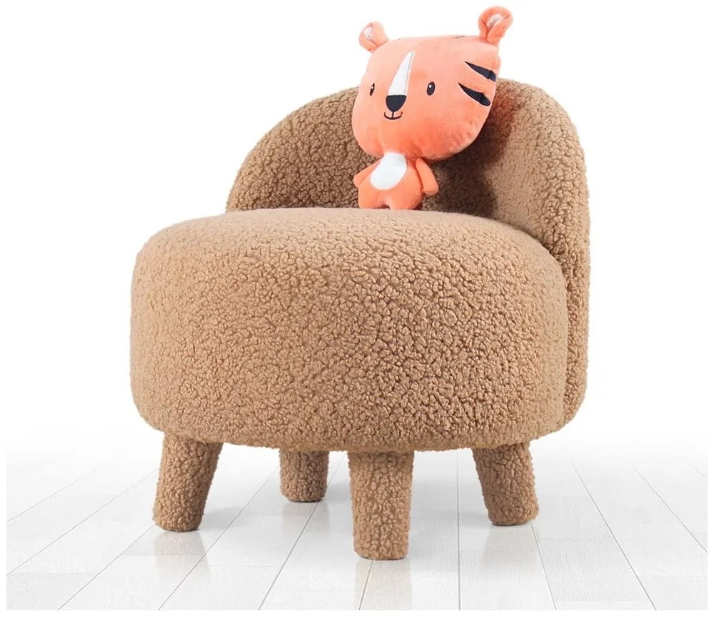 Кафяв детски фотьойл от плат букле Moouv – Artie