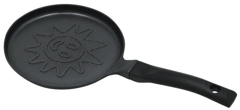 Тиган за палачинки Klausberg KB 7972, 18 см, Релефно дъно със слънце, Незалепващо покритие, Без PFOA, Индукция, Черен