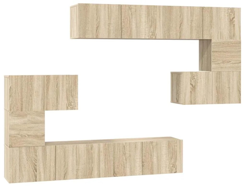 3079038 vidaXL Комплект ТВ шкафове от 8 части, сонома дъб, инженерно дърво
