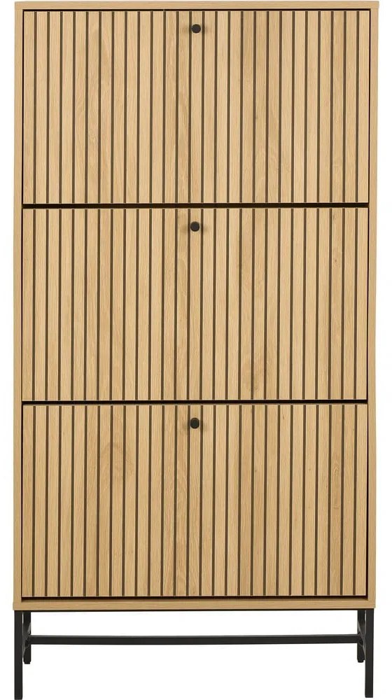 Накланяща се стойка за обувки от дъбов декор в естествен цвят 72x140x25 cm Albany – Actona