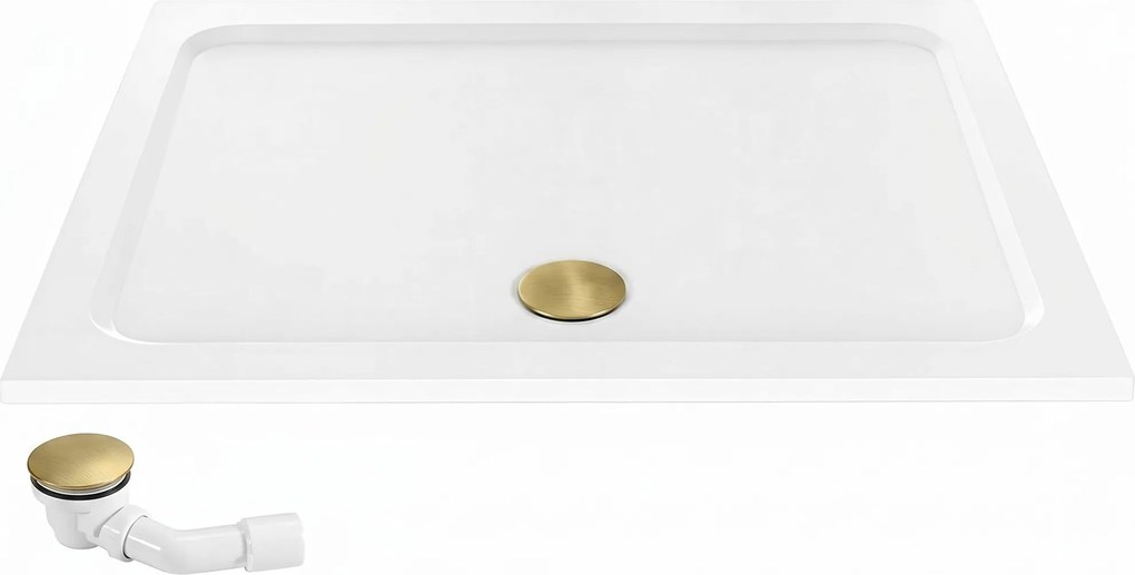 Корито за душ кабина-акрилно Rea Belmond White 80x100 Brush Gold