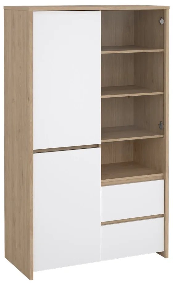 Витрина от дъбов декор в бял и естествен цвят 100x170x48 cm Next – Tvilum