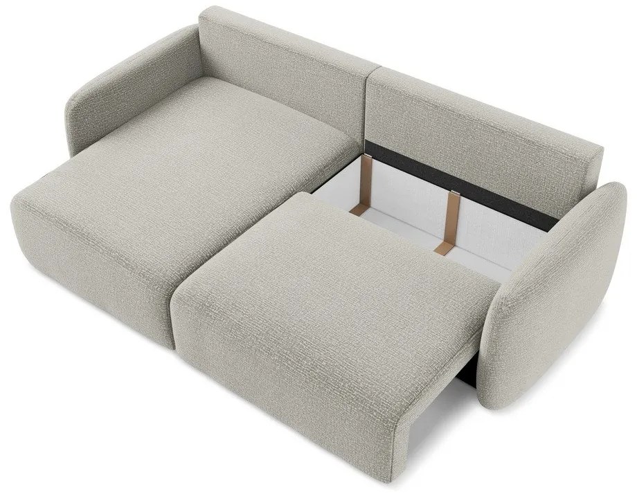 Светлосив разтегателен ъглов диван с място за съхранение (ляв ъгъл) Kalena – Makamii