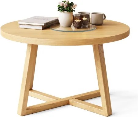 OASIS Естествен дъб – МОДЕРНА КРЪГЛА ДЪРВЕНА ХОЛНА МАСА Ø70 cm