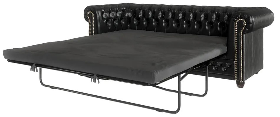 Черен разтегателен диван от изкуствена кожа 203 cm York - Ropez