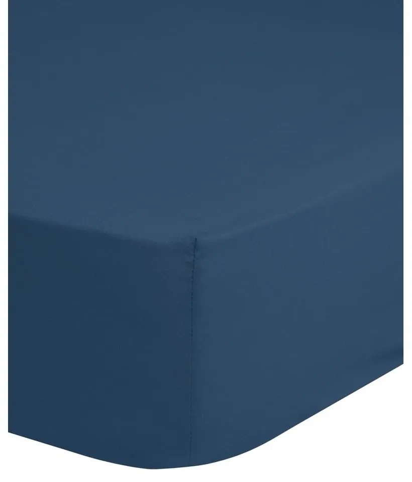 Тъмносин памучен ластичен чаршаф , 140 x 200 cm - Good Morning