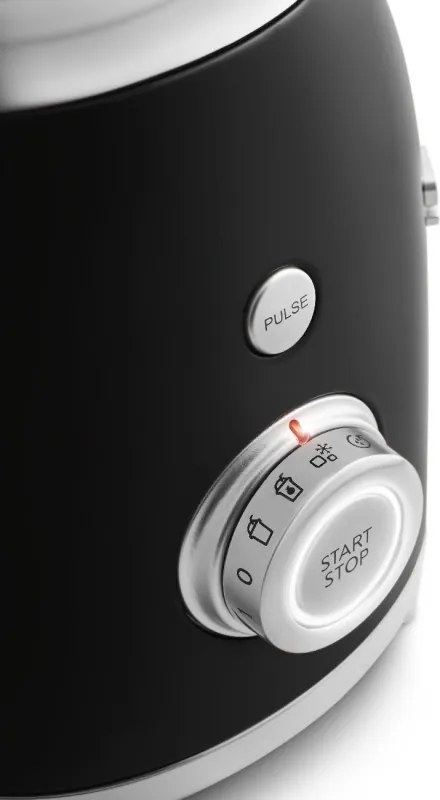 Блендер Smeg BLF03BLEU, 800W, 1.5 л, 18000 об/мин, 4 програми, 4 скорости + Пулс, Неръждаема стомана, Черен
