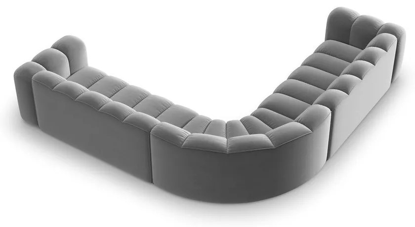 Светлосив кадифен модулен ъглов диван Lupine – Micadoni