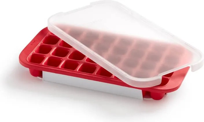 Форма за лед с капак Lekue 1010243, 34.2х18.7х4.4 см, 32 кубчета, Стеарин, -40°C / +60°C, Червен