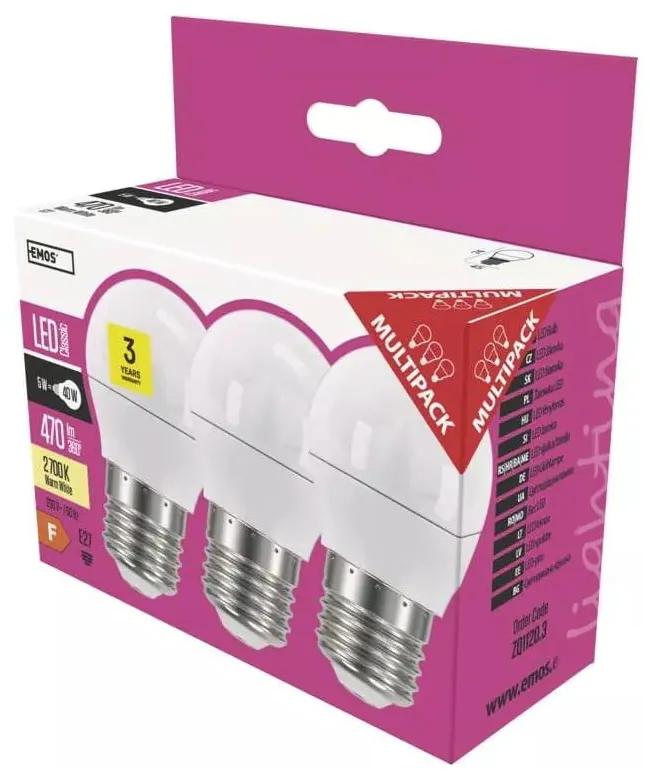 Топли LED крушки в комплект от 3 броя E27, 5 W - EMOS