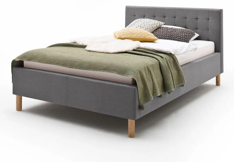 Светлосиво единично легло 120x200 cm тапицирано без ламелно дъно Malin – Meise Möbel