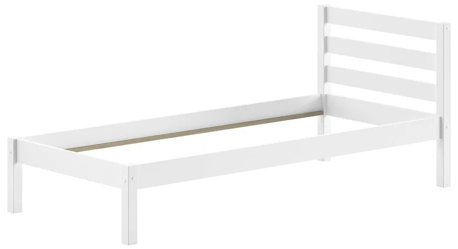 Бяло детско легло от масивен бор без ламелно дъно 90x200 cm Pino – Vipack