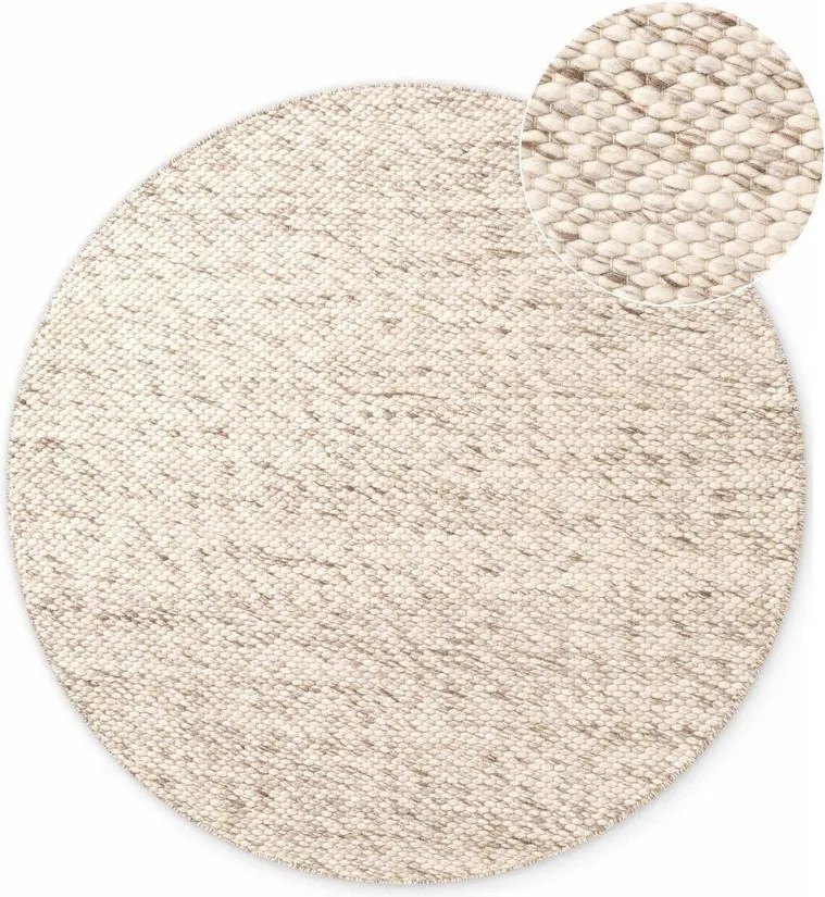 Бежов/в естествен цвят ръчно изработен вълнен кръгъл килим ø 160 cm Lyon Beans – Elle Decoration