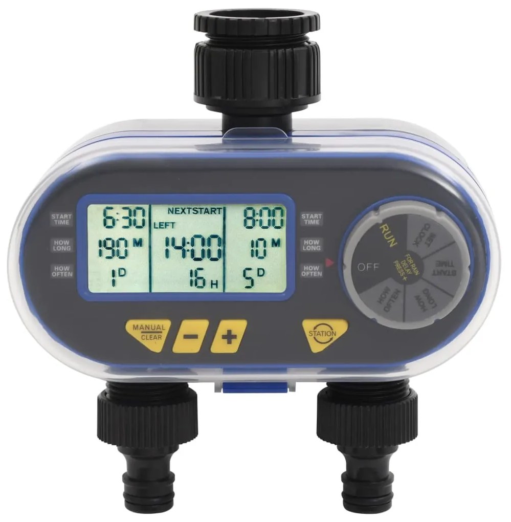 48039 vidaXL Автоматичен електронен таймер за поливане, двоен изход