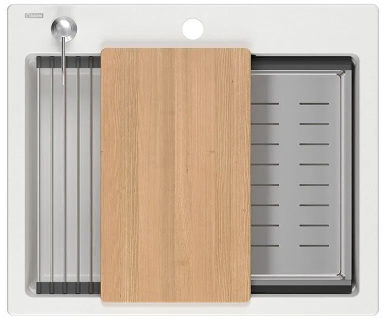 гранитна мивка KURT 110 WORKSTATION White