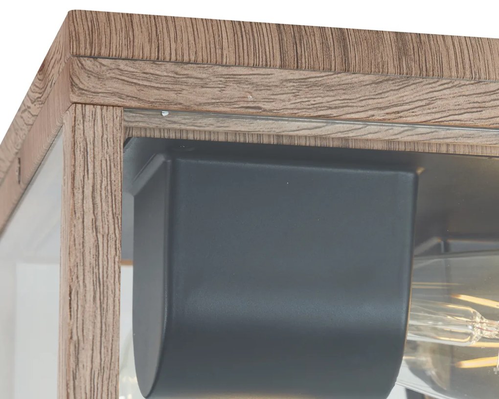 Индустриална таванна лампа с дървен принт IP44 2 светлини - Charlois