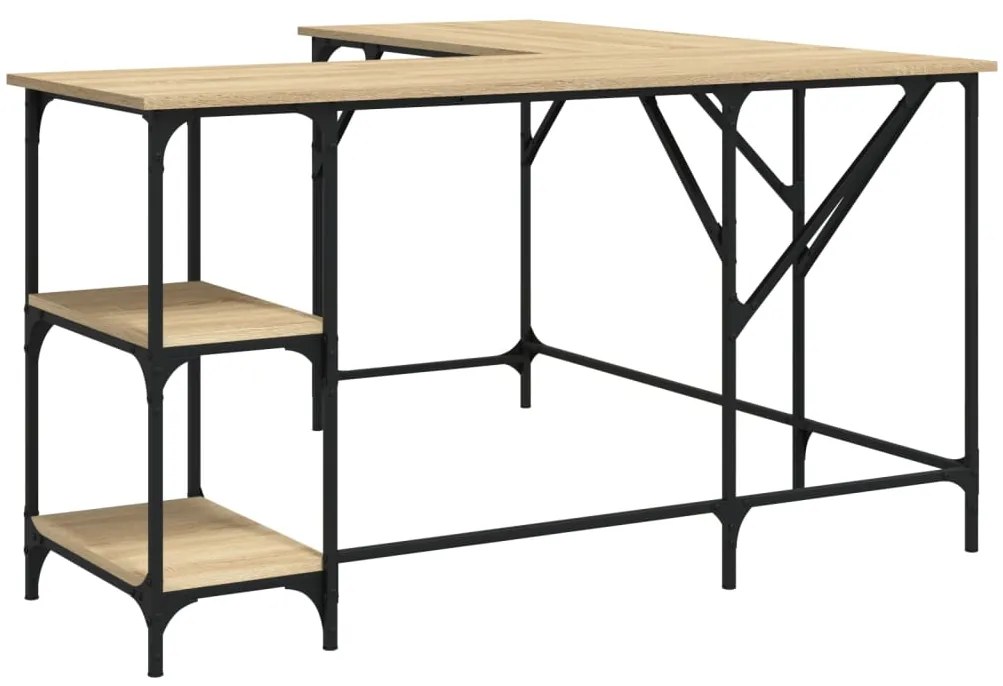 837588 vidaXL Бюро, дъб сонома, 139x139x75 см, инженерно дърво