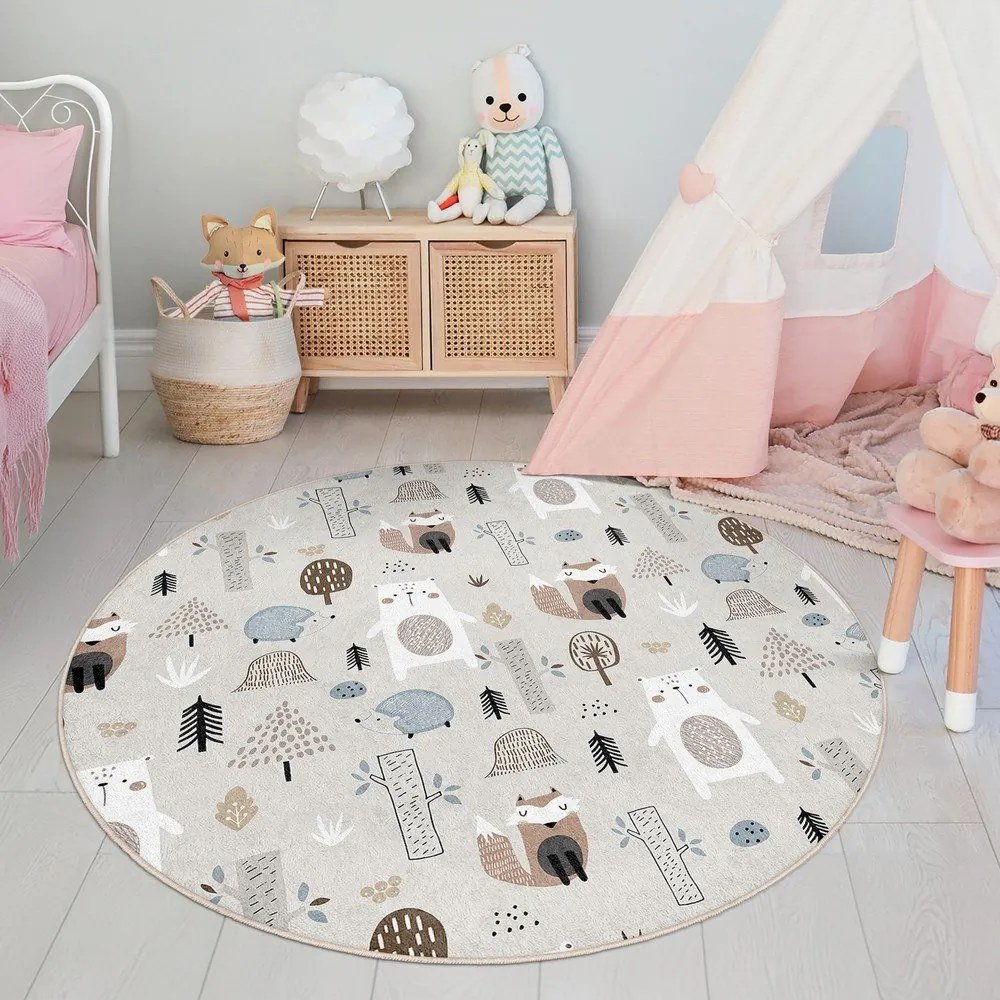 Детски килим подходящ за пране ø100 cm Forest Friends – Mila Home