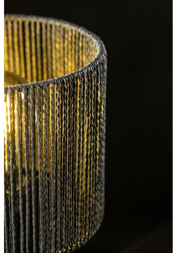 Черна настолна лампа с абажур от тъканa тръстика (височина 48 cm) Foresto – GTV