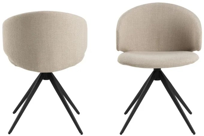 НЭЛЯ Бежово (тъкан Басэл 24)/черни крака - МОДЕРЕН ТАПИЦИРАН ВЪРТЯЩ СЕ СТОЛ ПЛЕТЕНИЦА ЗА ДНЕВНА/ТРАПЕЗАРИЯ/ОФИС