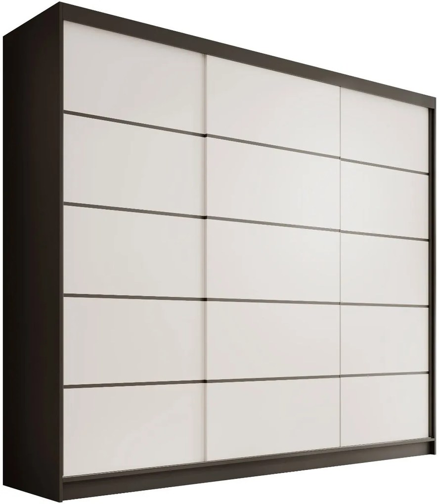 Гардероб Velvora 250 с плъзгащи врати-Черен-Бял