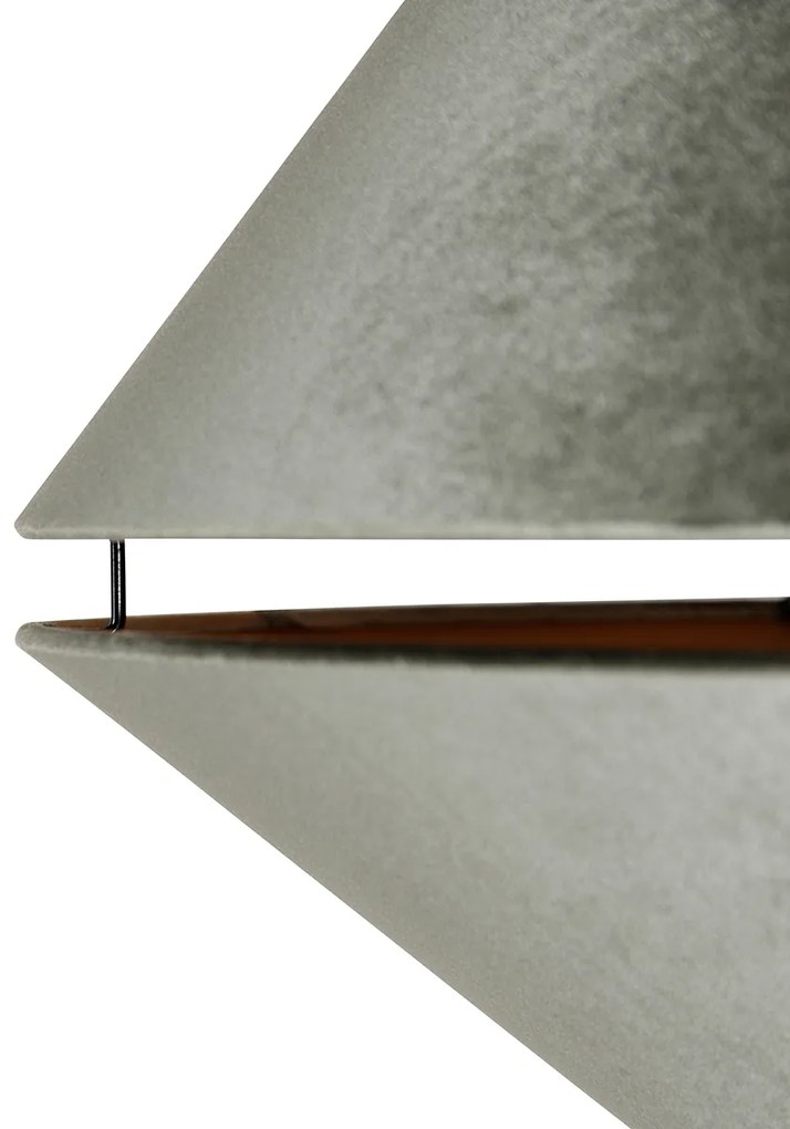 Месингова дъгова лампа с бял и двоен кадифен абажур зелен - XXL