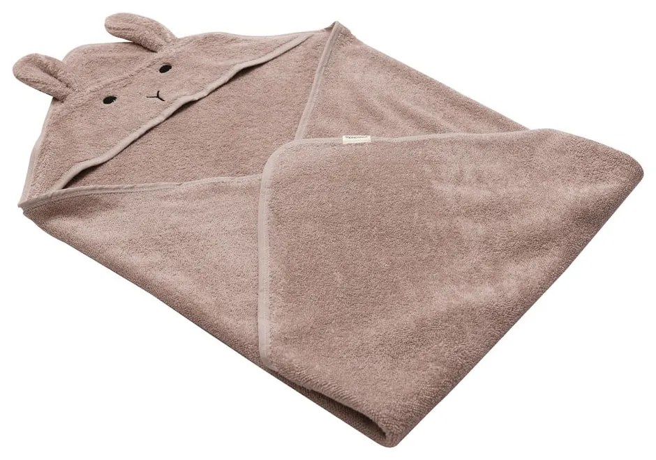 Розово-кафява памучна детска хавлия с качулка 75x75 cm Rabbit – Kindsgut