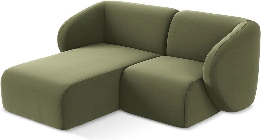 Зелен кадифен ъглов диван (ляв ъгъл) Lani – Makamii