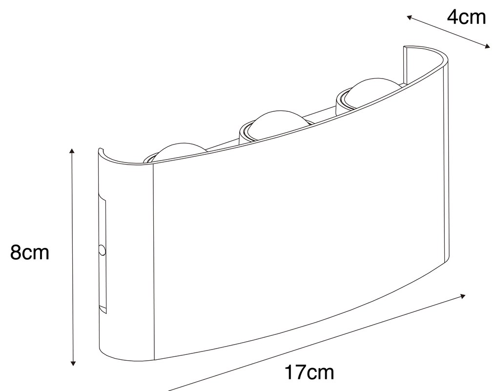 Външна стенна лампа тъмно сива с LED 6-светлина IP54 - Silly