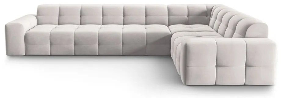 Ъглов диван от светлосиво кадифе (десен ъгъл) Kendal - Micadoni Home