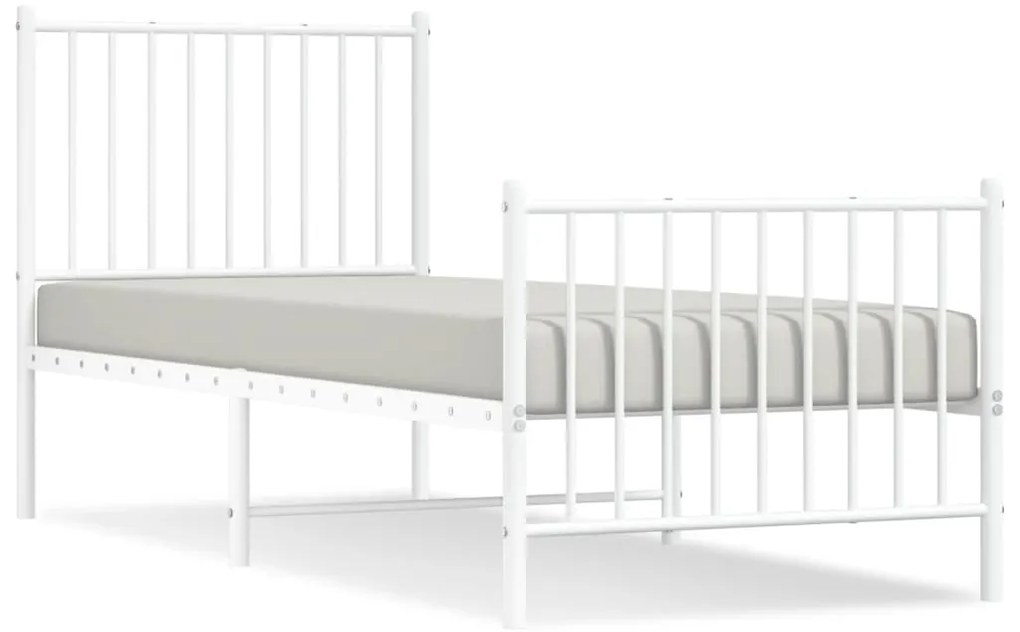 350940 vidaXL Метална рамка за легло с горна и долна табла, бяла, 80x200 см