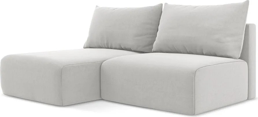 Светлосив кадифен сгъваем/с място за съхранение ъглов диван (ляв ъгъл) Kalena – Makamii