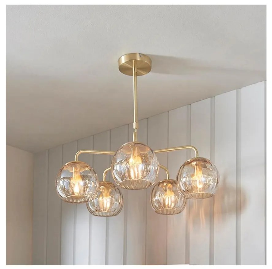 Endon 91969 - Полилей на тръба DIMPLE 5xE14/25W/230V златен