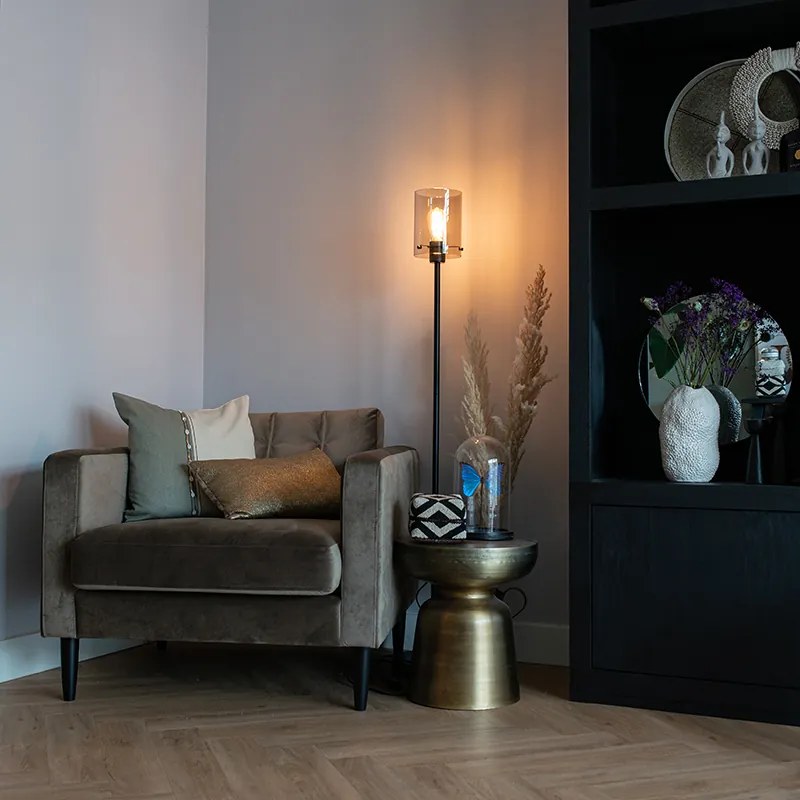 Дизайнерски подов аплик черен с опушено стъкло - Dome