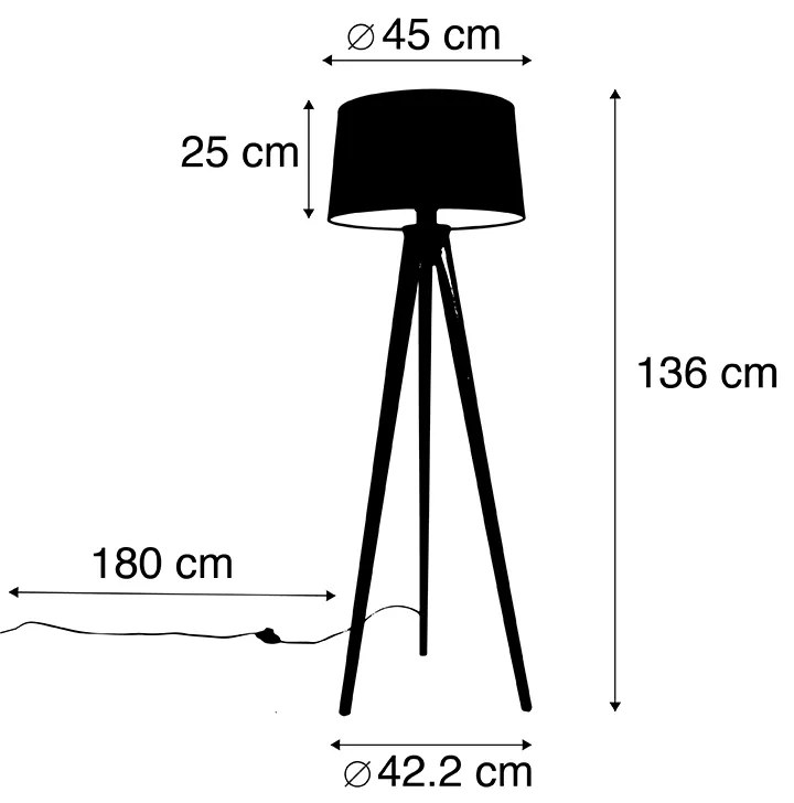 Модерен трипод бял с абажур от лен тъмно сив 45 см - Tripod Classic