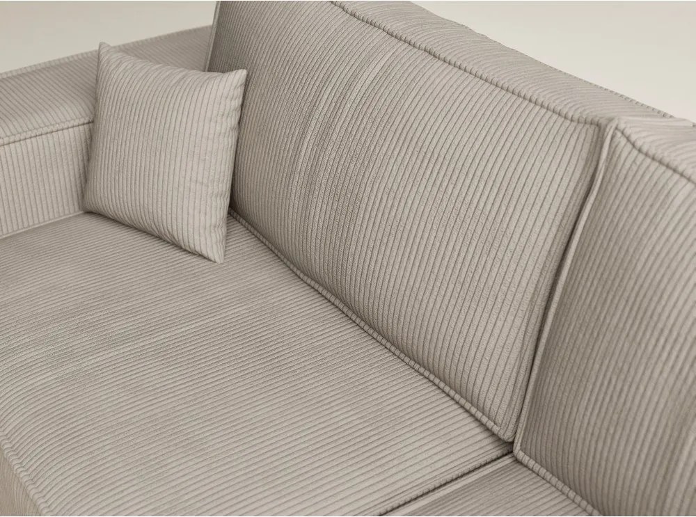 Бежов сгъваем/с място за съхранение ъглов диван от рипсено кадифе (десен ъгъл/L форма) Tonga – Maison de Rêve