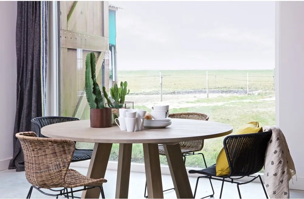 Градински столове в комплект 2 бр. от изкуствен ратан в естествен цвят Wings – WOOOD