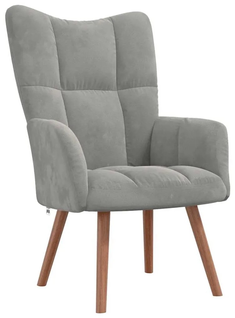 328051 vidaXL Релакс стол, светлосив, кадифе