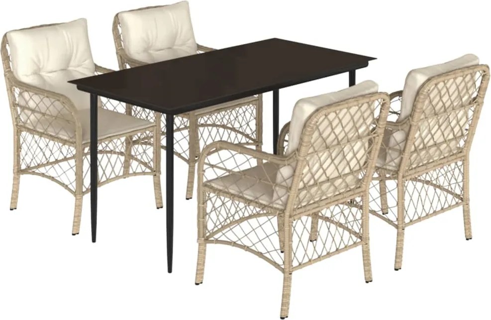 3212140 vidaXL Градински комплект с възглавници, 5 части, бежов полиратан